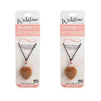 2PK Wishstone Rhodonite Heart Pendant Necklace Women's Jewellery 3x19x1cm