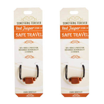 2PK Wishstone Red Jasper Leather Cord Bracelet Women's Jewellery 5x9x1cm