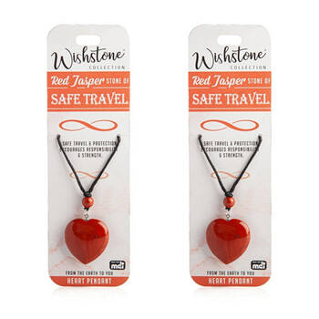 2PK Wishstone Red Jasper Stone Heart Bag Charm Women's Carabiner 4x10x1cm