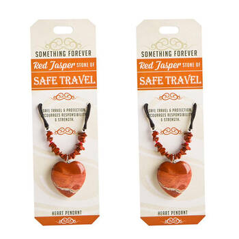 2PK Wishstone Red Jasper Heart Pendant Necklace Women's Jewellery 3x19x1cm