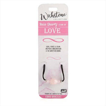 Wishstone Rose Quartz Leather Cord Bracelet Women's Jewellery 5x9x1cm