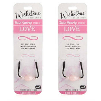 2PK Wishstone Rose Quartz Leather Cord Bracelet Women's Jewellery 5x9x1cm