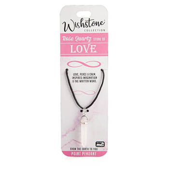 Wishstone Rose Quartz Leather Cord Point Pendant Women's Necklace 1x18x1cm