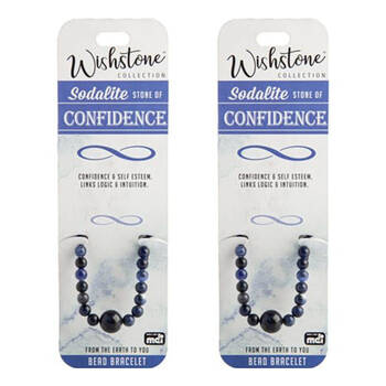 2PK Wishstone Sodalite Bead Bracelet Bangle Charm Women's Accessories Blue