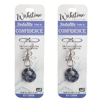 2PK Wishstone Sodalite Key Charm Keychain Women's Bag Accessories Blue