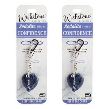 2PK Wishstone Sodalite Heart Bag Charm Keychain Women's Accessories Blue