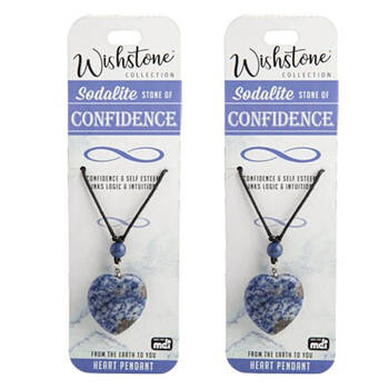 2PK Wishstone Sodalite Heart Pendant Necklace Women's Accessories Blue