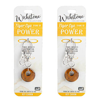 2PK Wishstone Tiger Eye Key Charm Keychain Keyring Women's Accessories