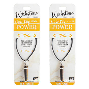 2PK Wishstone Tiger Eye Point Pendant Jewellery Necklace Women's Accessories