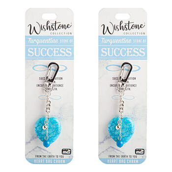 2PK Wishstone Turquentine Heart Bag Charm Keychain Women's Accessories