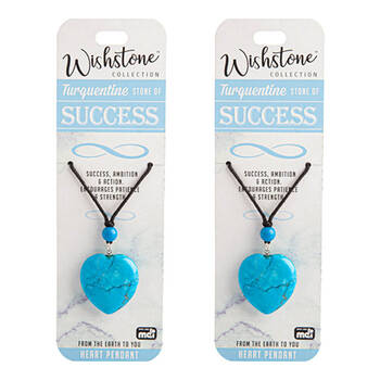 2PK Wishstone Turquentine Heart Pendant Jewellery Necklace Women's Accessories
