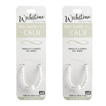 2PK Wishstone White Howlite Bead Bracelet Bangle Charm Women's Accessories