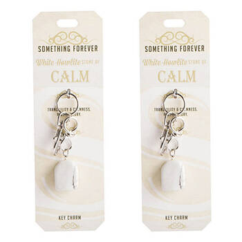 2PK Wishstone White Howlite Key Charm Keychain Keyring Women's Accessories