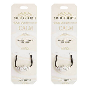 2PK Wishstone White Howlite Cord Bracelet Bangle Charm Women's Accessories