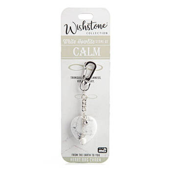 Wishstone White Howlite Heart Bag Charm Keychain Women's Accessories