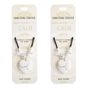 2PK Wishstone White Howlite Heart Pendant Necklace Women's Accessories