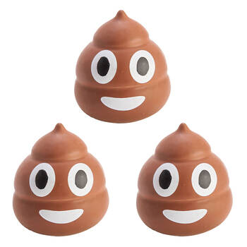 3PK Koolface Koolface Stress Ball Gag Toy Poo Emoji Relief Squeeze 6.5x7.5cm