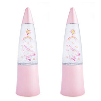 2PK MDI Shake & Shine Mini Motion LED Glitter Lamp 4x4x15.2cm Unicorn Kingdom