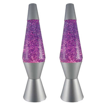 2PK MDI Diamond Glitter Lamp Bedside Tabletop Decor - Silver/Purple
