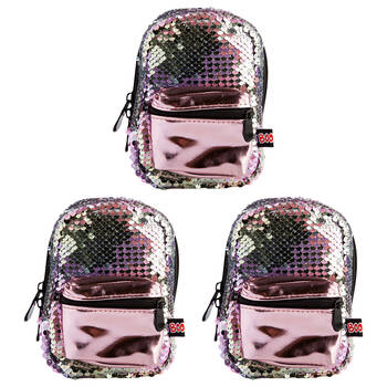 3PK MDI BooBoo Backpack Minis Sequin Pink Mini Bag 11x13cm 3y+