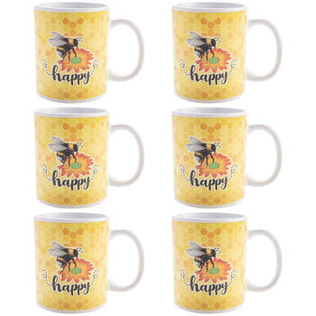 6PK Joybee Ceramic Coffee Mug Drinkware 115x95mm - Bee Happy