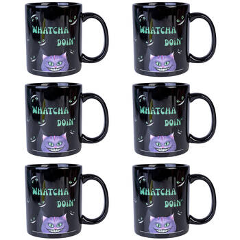 6PK Mad Cat Ceramic Coffee Mug Drinkware 115x95mm Black - Watcha Doin