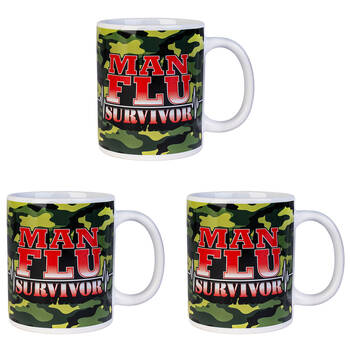 3PK MDI Ceramic Coffee Mug Drinkware 115x95mm - Man Flu Survivor