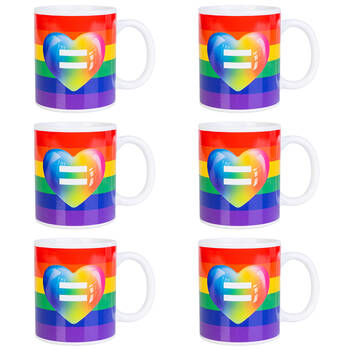 6PK Pride Ceramic Coffee Mug Drinkware 115x95mm - Rainbow