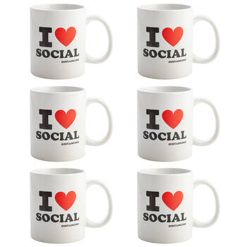 6PK MDI Ceramic Coffee Mug Drinkware 115x95mm White - Social Distance Love