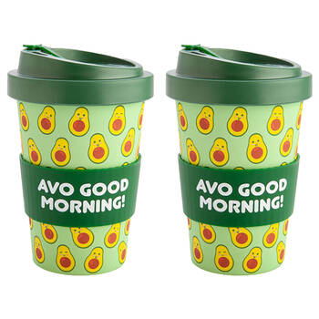 2PK Eco-To-Go Bamboo 470ml Travel Cup 6.5x14.5cm Avocado