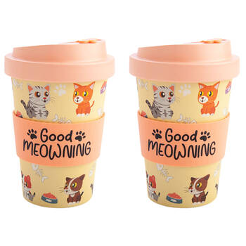 2PK Eco-To-Go Bamboo 470ml Travel Cup 6.5x14.5cm Cat