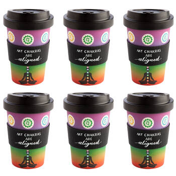 6PK Eco-To-Go Bamboo 470ml Travel Cup 6.5x14.5cm Chakra