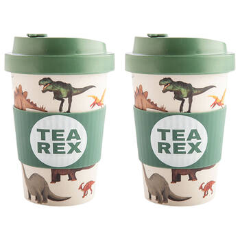 2PK Dino Island Eco-To-Go Bamboo 470ml Travel Cup 6.5x14.5cm Dino