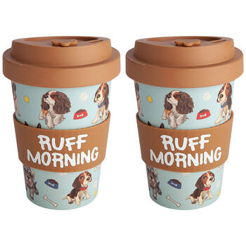 2PK Eco-To-Go Bamboo 470ml Travel Cup 6.5x14.5cm Dog