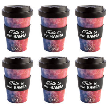6PK Eco-To-Go Bamboo 470ml Travel Cup 6.5x14.5cm Hamsa