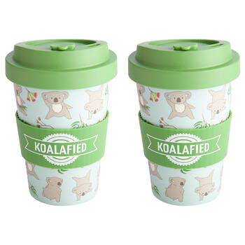 2PK Outback Mates Eco-To-Go Bamboo 470ml Travel Cup 6.5x14.5cm Koala