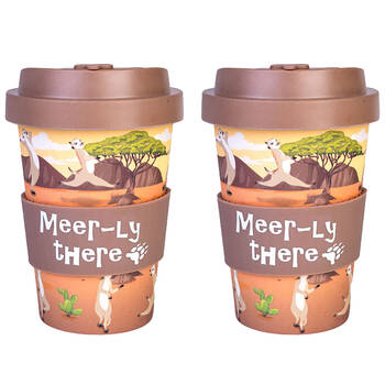 2PK Meerkat Eco-To-Go Bamboo 470ml Travel Cup 6.5x14.5cm Meerkat