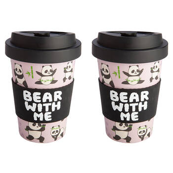 2PK Panda Kingdom Eco-To-Go Bamboo 470ml Travel Cup 6.5x14.5cm Panda