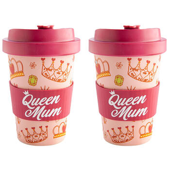 2PK Eco-To-Go Bamboo 470ml Travel Cup 6.5x14.5cm Queen Mum