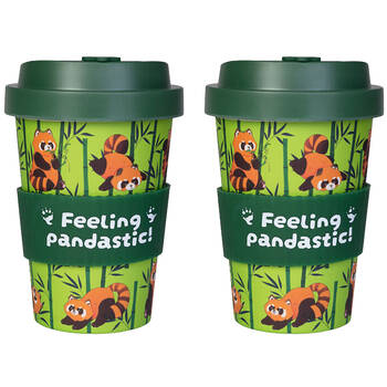 2PK Eco-To-Go Bamboo 470ml Travel Cup 6.5x14.5cm Red Panda