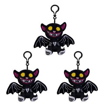 3PK Gus Fink Studio Plush Keychain Hanging Bag Accessory Boris Black 