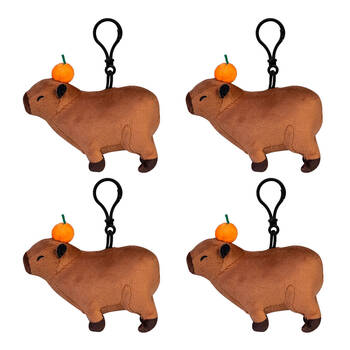 4PK Capybara Keychain Plush Soft Animal Bag Accessory 13x10cm