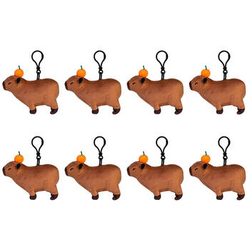 8PK Capybara Keychain Plush Soft Animal Bag Accessory 13x10cm