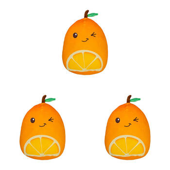 3PK Smooshos Pal Squishy Velour Plushie Kids Toy 22x16x22cm Orange Fruit