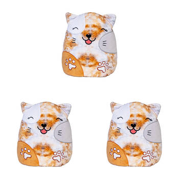 3PK Smooshos Pal Squishy Velour Plushie Kids Toy 22x16x22cm Tie Dye Cat V2