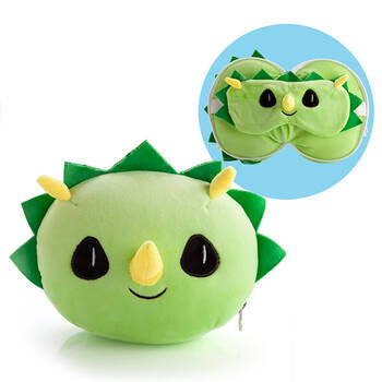 Smooshos Pal Travel 2-in-1 Eye Mask Neck Pillow Triceratops 17x15cm Green