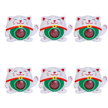 6PK PBJ Plush Ball Jellies Squishy Filled Childrens Toy 8x8x8cm Lucky Cat