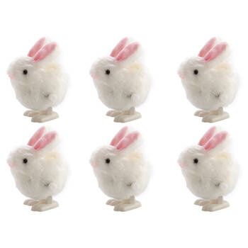 6PK Furever Pets Wind Up Soft Plush Jumping Toys Kids/Children Bunny White