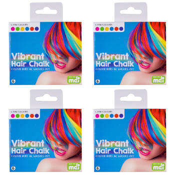 4x 6pc MDI Vibrant Temporary Hair Style Chalk Washable Dye Kids/Children 6y+