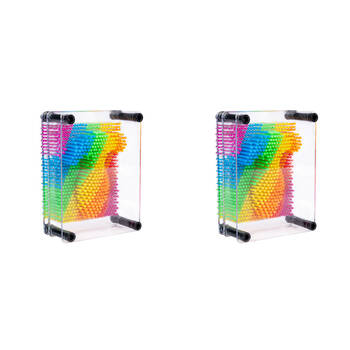 2PK MDI Bright Rainbow 3D Push Pin Art Small Kids Desktop Toy 12.5x9x6.5cm